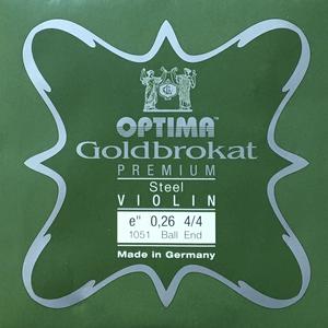 Optima Violin String Goldbrokat Premium Steel E ballend 0.26