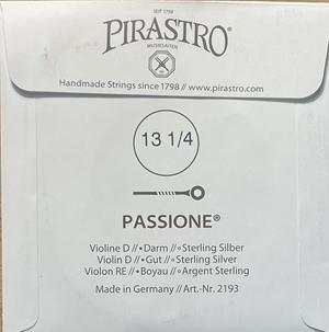 Pirastro Passione Violin String  D Gut with Silver Wound Soft 13.25