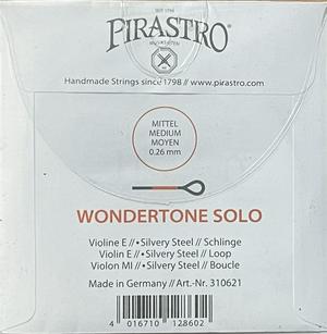 Pirastro Wondertone Solo Violin String E Silvery Steel 26.00 Loopend 4/4 Medium